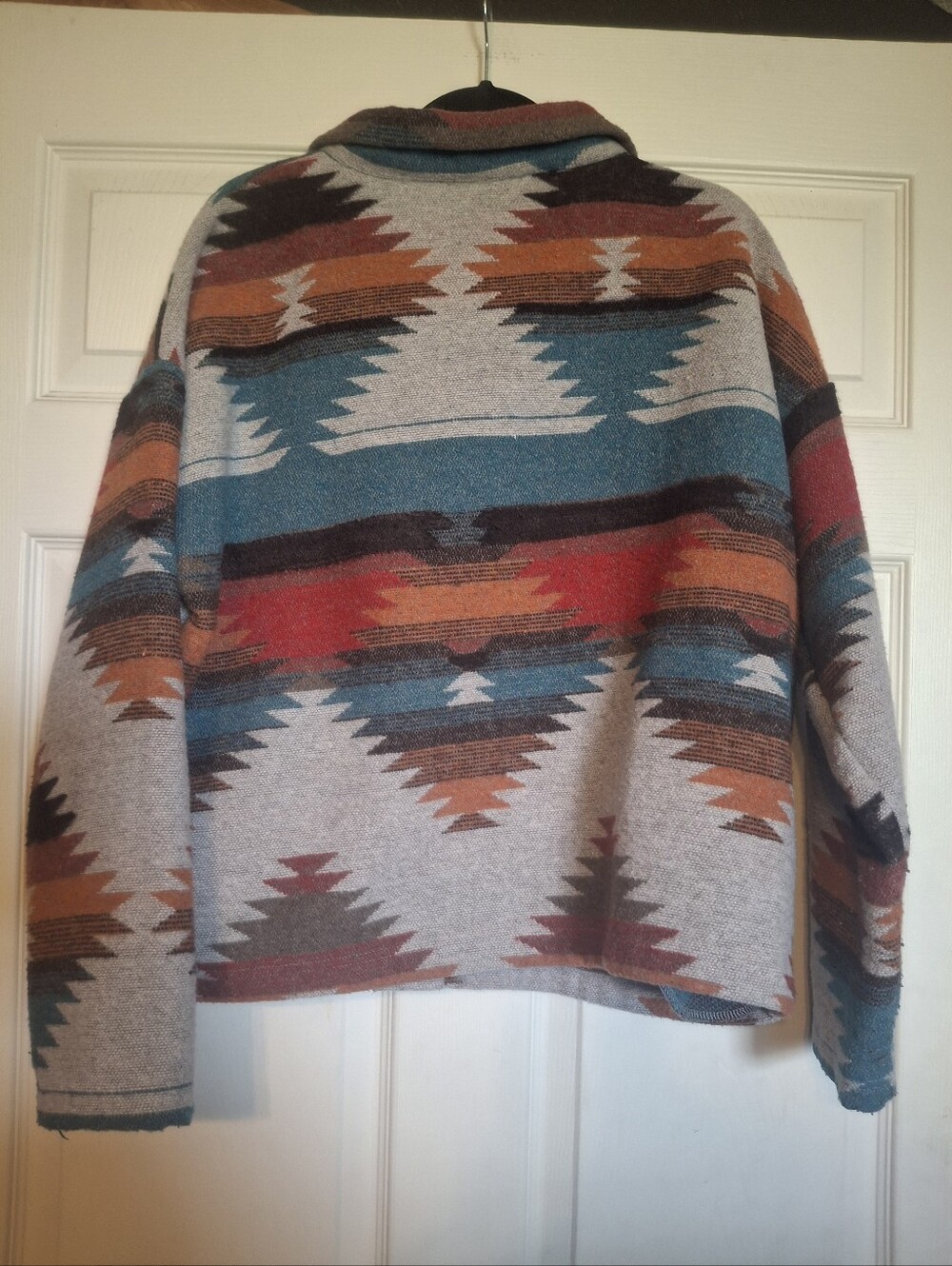 Blue B Aztec Pattern Button-Front Jacket - Picture 6 of 8